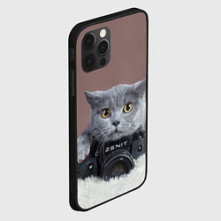 Чехол для iPhone 12 Pro Max Котик фотограф, цвет: 3D-черный — фото 2
