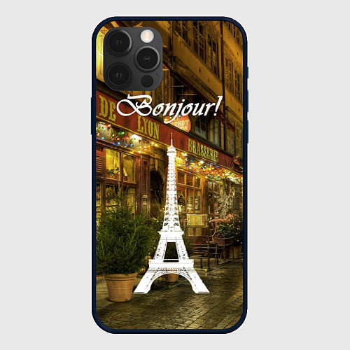 Чехол iPhone 12 Pro Max Bonjour - Paris / 3D-Черный – фото 1