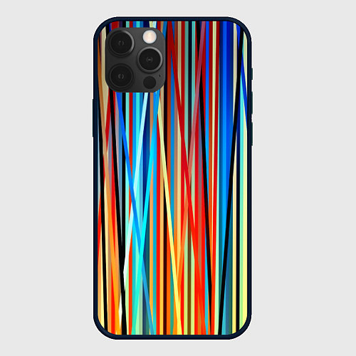 Чехол iPhone 12 Pro Max Colored stripes / 3D-Черный – фото 1