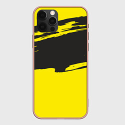 Чехол для iPhone 12 Pro Max Чёрно-жёлтый, цвет: 3D-светло-розовый