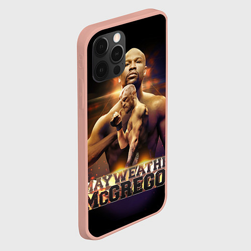 Чехол iPhone 12 Pro Max Mayweather vs McGregor / 3D-Светло-розовый – фото 2