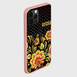 Чехол для iPhone 12 Pro Max Russia: black edition, цвет: 3D-светло-розовый — фото 2