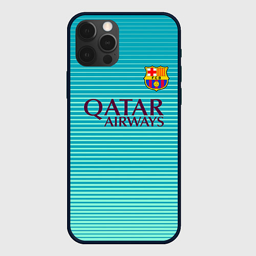 Чехол iPhone 12 Pro Max Barcelona FC: Aqua / 3D-Черный – фото 1