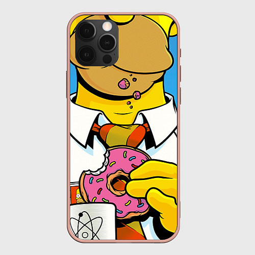 Чехол iPhone 12 Pro Max Homer with donut / 3D-Светло-розовый – фото 1