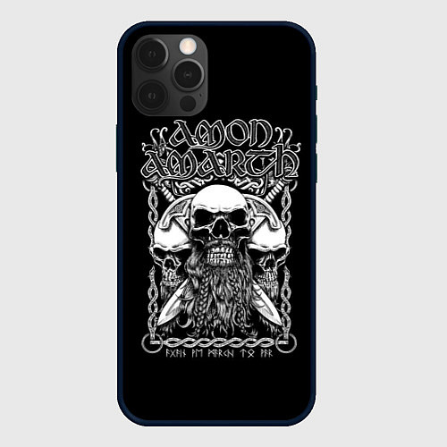 Чехол iPhone 12 Pro Max Amon Amarth: Trio Skulls / 3D-Черный – фото 1