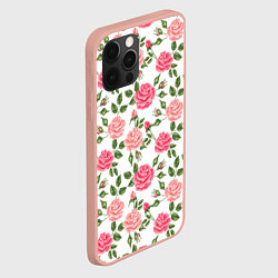 Чехол для iPhone 12 Pro Max Розы Паттерн, цвет: 3D-светло-розовый — фото 2