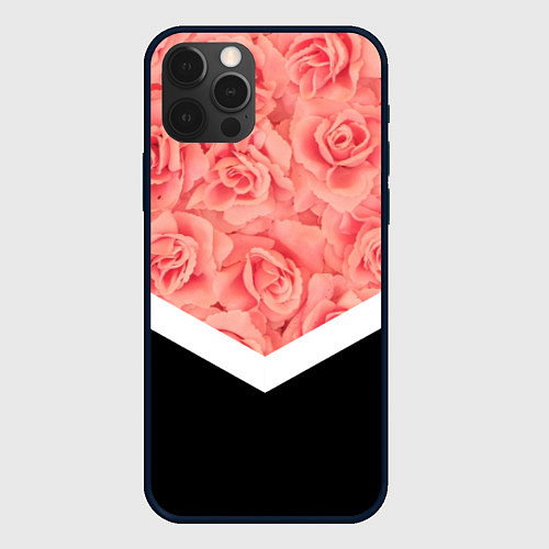 Чехол iPhone 12 Pro Max Розовые розы / 3D-Черный – фото 1