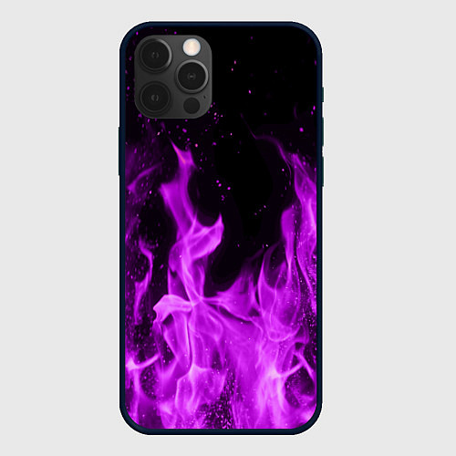 Чехол iPhone 12 Pro Max Фиолетовый огонь / 3D-Черный – фото 1