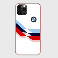 Чехол для iPhone 12 Pro Max BMW БМВ WHITE, цвет: 3D-светло-розовый