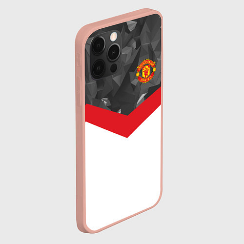 Чехол iPhone 12 Pro Max Man United FC: Grey Polygons / 3D-Светло-розовый – фото 2