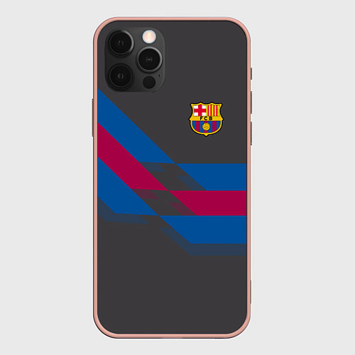 Чехол iPhone 12 Pro Max Barcelona FC: Dark style / 3D-Светло-розовый – фото 1