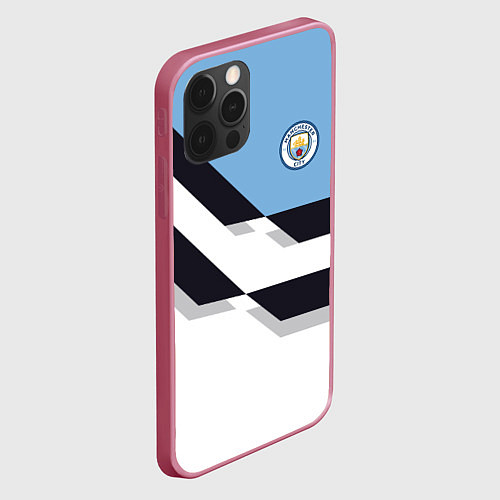 Чехол iPhone 12 Pro Max Manchester City FC: White style / 3D-Малиновый – фото 2