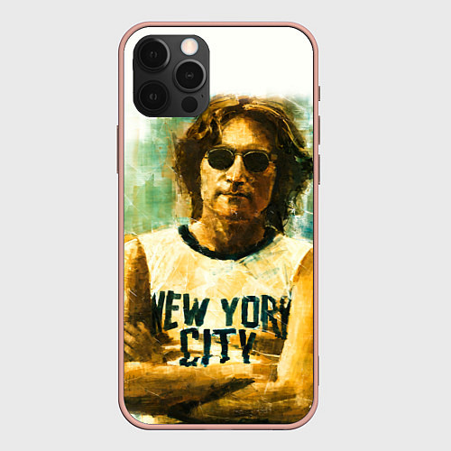 Чехол iPhone 12 Pro Max John Lennon: New York / 3D-Светло-розовый – фото 1