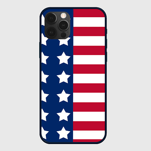 Чехол iPhone 12 Pro Max USA Flag / 3D-Черный – фото 1