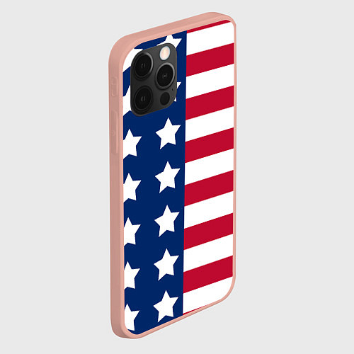 Чехол iPhone 12 Pro Max USA Flag / 3D-Светло-розовый – фото 2