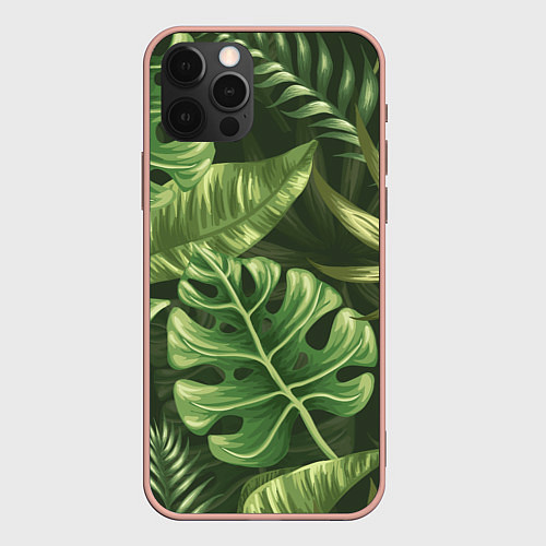 Чехол iPhone 12 Pro Max Доисторический лес / 3D-Светло-розовый – фото 1