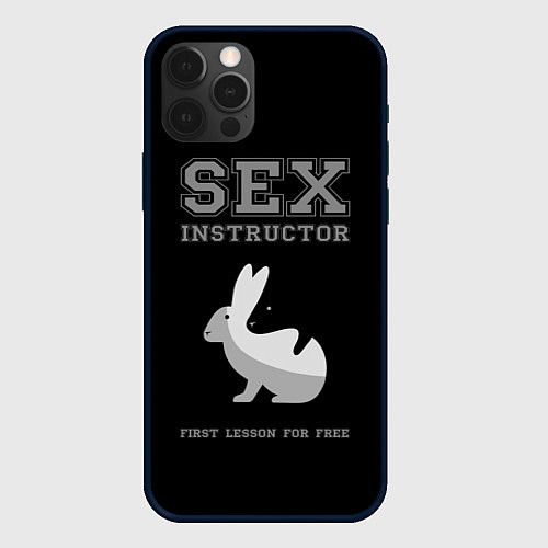 Чехол iPhone 12 Pro Max Sex Instructor - first lesson for free / 3D-Черный – фото 1