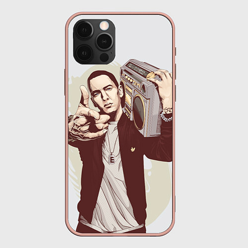 Чехол iPhone 12 Pro Max Eminem: Street Music / 3D-Светло-розовый – фото 1