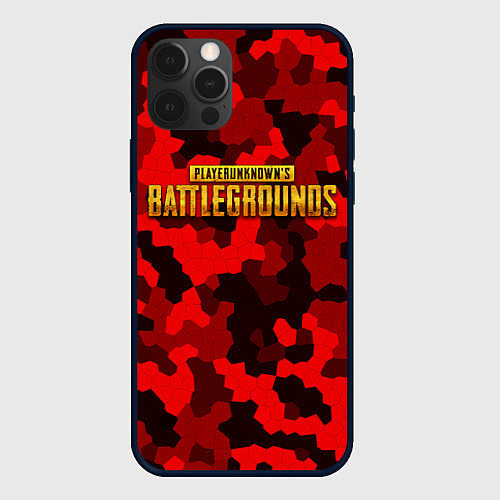 Чехол iPhone 12 Pro Max PUBG: Red Mozaic / 3D-Черный – фото 1