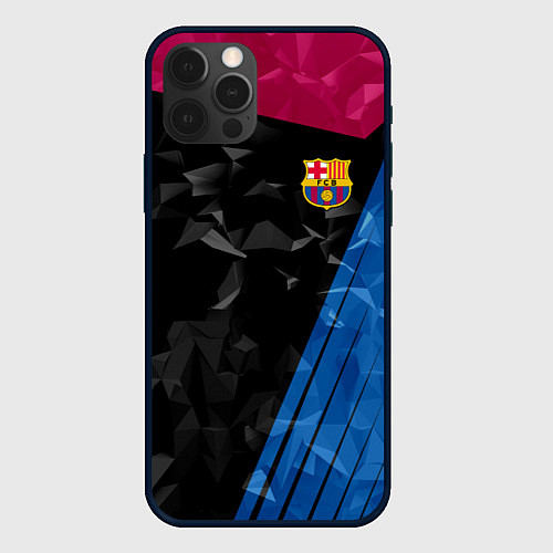 Чехол iPhone 12 Pro Max FC Barcelona: Abstract / 3D-Черный – фото 1