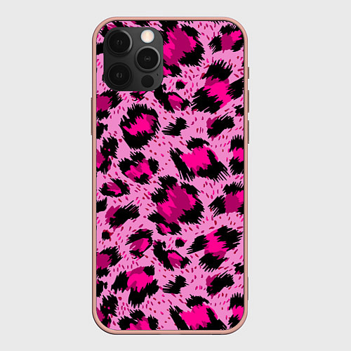 Чехол iPhone 12 Pro Max Розовый леопард / 3D-Светло-розовый – фото 1