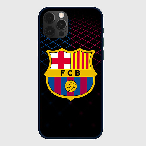 Чехол iPhone 12 Pro Max FC Barcelona Lines / 3D-Черный – фото 1