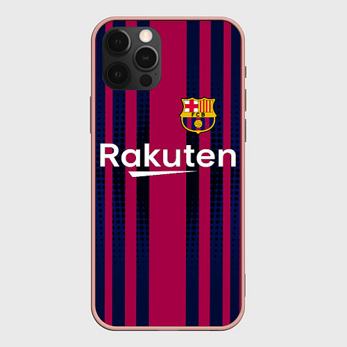 Чехол iPhone 12 Pro Max FC Barcelona: Rakuten / 3D-Светло-розовый – фото 1