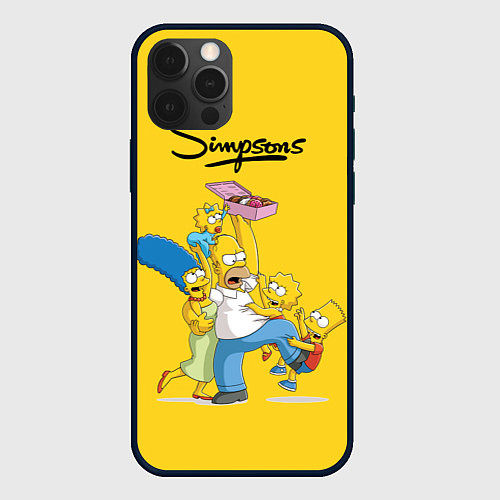 Чехол iPhone 12 Pro Max Simpsons Family / 3D-Черный – фото 1