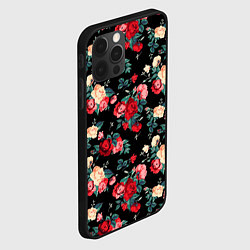 Чехол для iPhone 12 Pro Max Кустовые розы, цвет: 3D-черный — фото 2