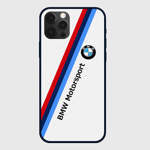 Чехол iPhone 12 Pro Max BMW Motorsport: White Carbon / 3D-Черный – фото 1