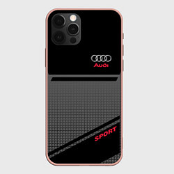 Чехол для iPhone 12 Pro Max Audi: Crey & Black, цвет: 3D-светло-розовый