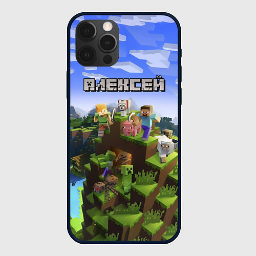 Чехол iPhone 12 Pro Max Майнкрафт: Алексей / 3D-Черный – фото 1