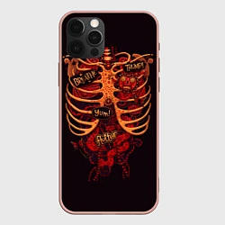 Чехол для iPhone 12 Pro Max Человеческий скелет, цвет: 3D-светло-розовый
