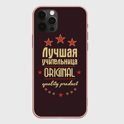 Чехол iPhone 12 Pro Max Лучшая учительница: Original Quality / 3D-Светло-розовый – фото 1