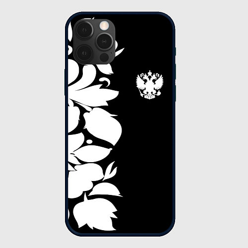 Чехол iPhone 12 Pro Max Russia: B&W Floral / 3D-Черный – фото 1