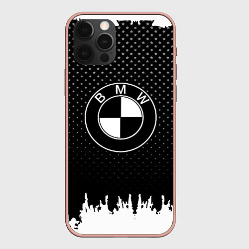 Чехол iPhone 12 Pro Max BMW Black Style / 3D-Светло-розовый – фото 1