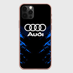 Чехол для iPhone 12 Pro Max Audi: Blue Anger, цвет: 3D-светло-розовый