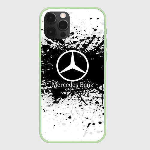 Чехол iPhone 12 Pro Max Mercedes-Benz: Black Spray / 3D-Салатовый – фото 1