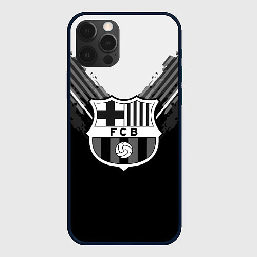 Чехол iPhone 12 Pro Max FC Barcelona: Black Style / 3D-Черный – фото 1