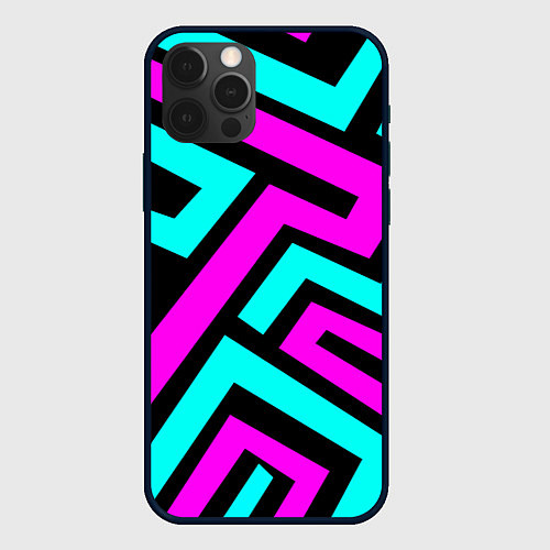 Чехол iPhone 12 Pro Max Maze: Violet & Turquoise / 3D-Черный – фото 1