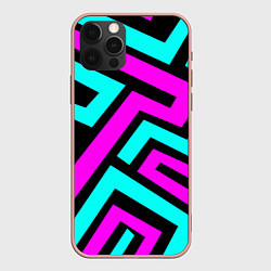 Чехол для iPhone 12 Pro Max Maze: Violet & Turquoise, цвет: 3D-светло-розовый