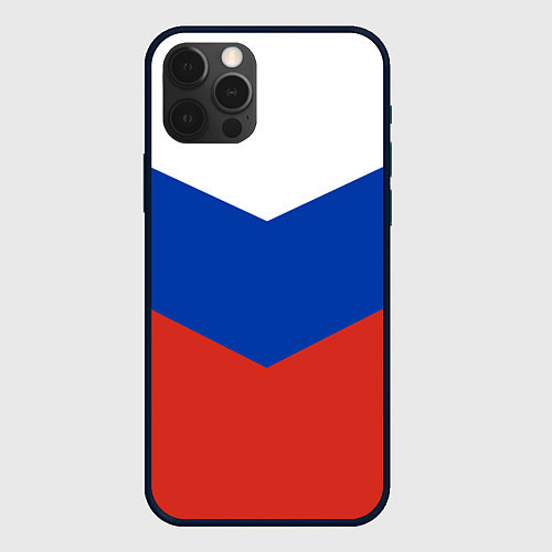 Чехол iPhone 12 Pro Max Российский триколор / 3D-Черный – фото 1