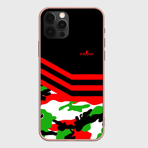 Чехол iPhone 12 Pro Max CS:GO Red Camo / 3D-Светло-розовый – фото 1