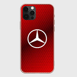 Чехол для iPhone 12 Pro Max Mercedes: Red Carbon, цвет: 3D-светло-розовый
