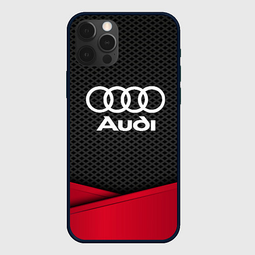 Чехол iPhone 12 Pro Max Audi: Grey Carbon / 3D-Черный – фото 1