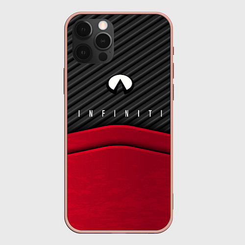 Чехол iPhone 12 Pro Max Infiniti: Red Carbon / 3D-Светло-розовый – фото 1