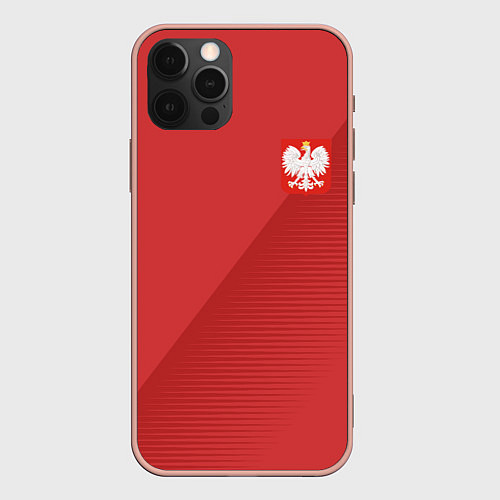 Чехол iPhone 12 Pro Max Poland Team: Away WC-2018 / 3D-Светло-розовый – фото 1