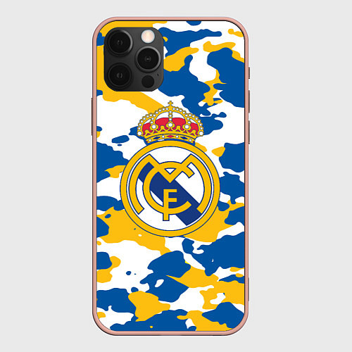 Чехол iPhone 12 Pro Max Real Madrid: Camo / 3D-Светло-розовый – фото 1