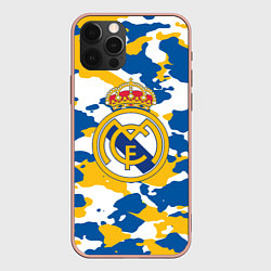 Чехол для iPhone 12 Pro Max Real Madrid: Camo, цвет: 3D-светло-розовый