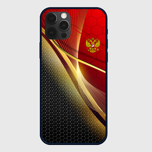 Чехол iPhone 12 Pro Max RUSSIA SPORT: Gold Collection / 3D-Черный – фото 1